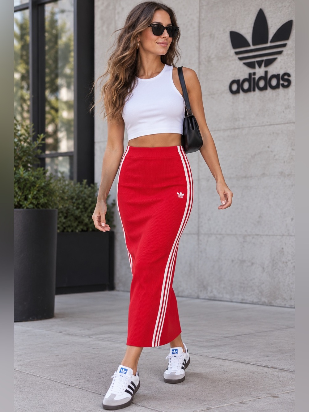 Adidas Streetwear Athleisure ribbed skirt